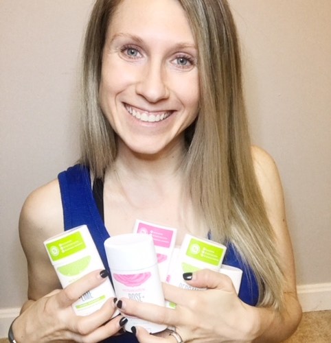 brittany holding Schmidt's natural deodorants
